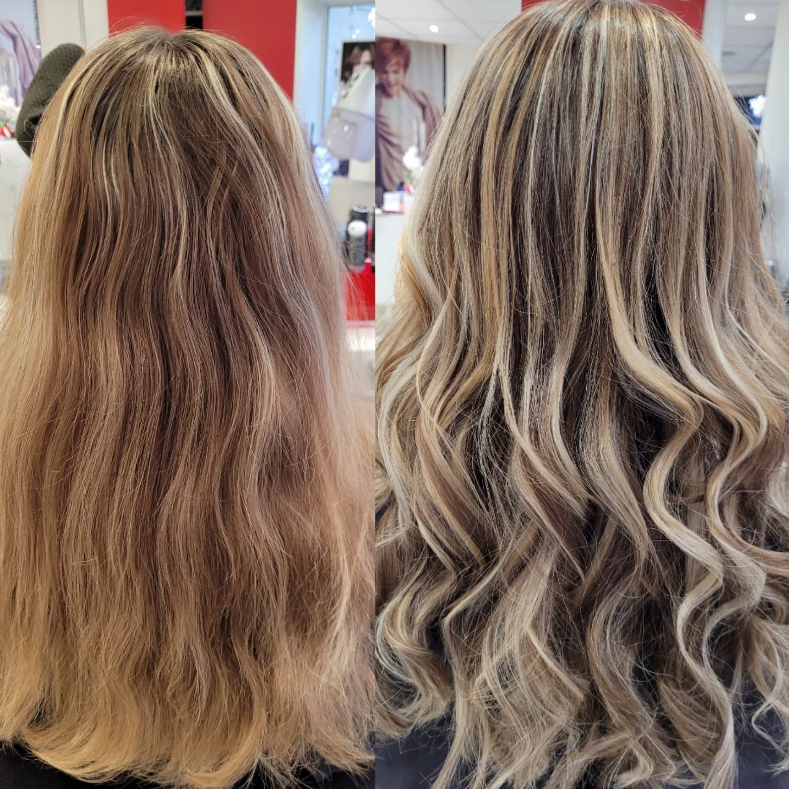 Avant/après couleur blond