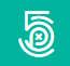 Un logotipo de líneas blancas sobre un fondo verde azulado que muestra el número 5 combinado con las letras px.