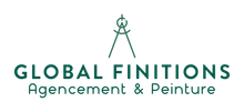 Le logo de global finitions agencement & peinture comporte une boussole.