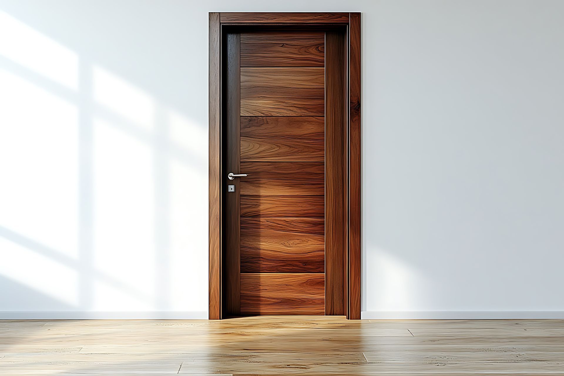Une porte d'entrée en bois massif.