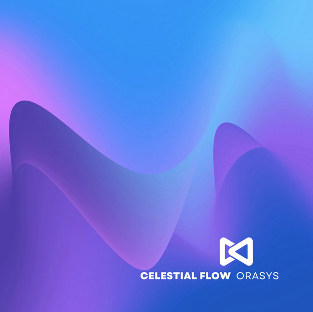 Un fondo azul y morado con las palabras celestial flow orasys.