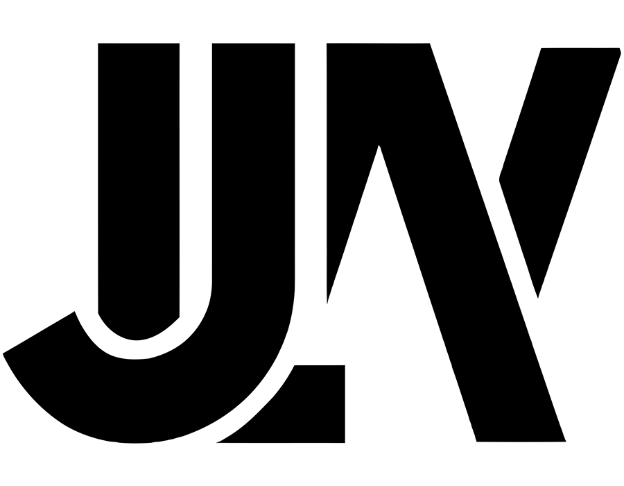 Un logotipo en blanco y negro para una empresa llamada jv.