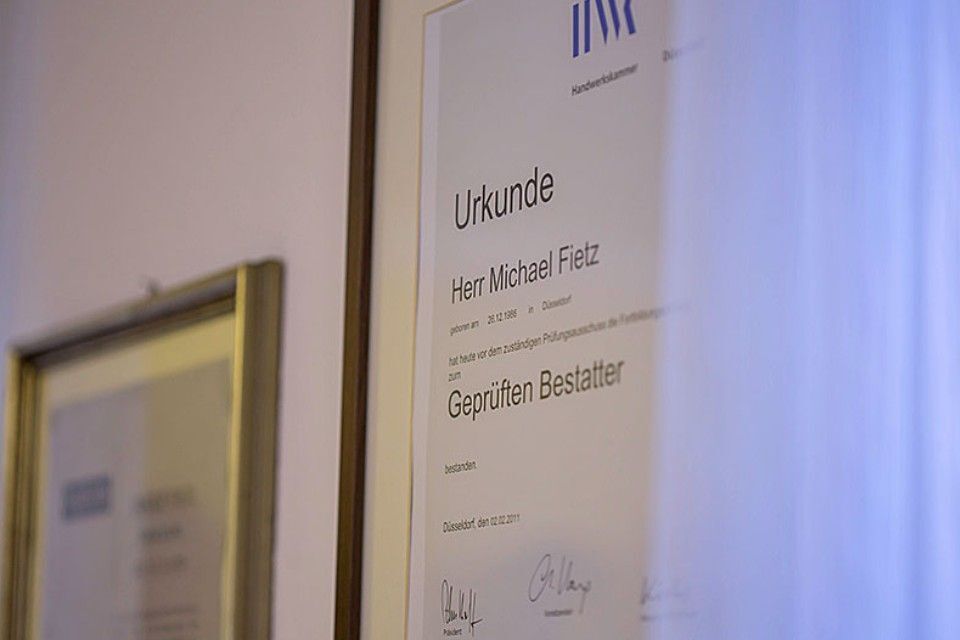 Zertifikat von Karl Beltermann Bestattungen