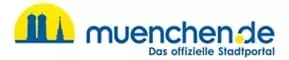 Muenchen.de logo with yellow-blue icon and “Das offizielle Stadtportal” text