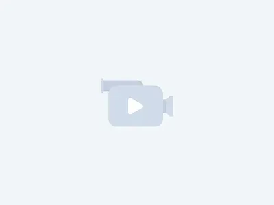Hellblaues Video-Platzhaltersymbol mit Wiedergabetaste auf hellgrauem Hintergrund