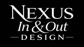 Logotipo de Nexus In & Out Design en blanco sobre fondo negro.