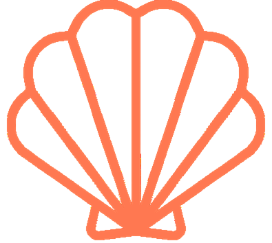 Orange seashell outline.