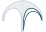Curved blue-gray arch logo on a white background