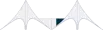 Two blue circular stickers with dark center accents on a white background