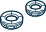Two blue outlined ring icons on a white background