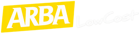 Logotipo amarillo de ARBA sobre fondo blanco con texto tenue 