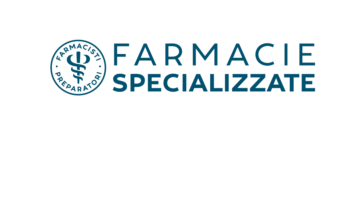 Logo per Farmacie Specializzate, caratterizzato da un emblema circolare con il simbolo della farmacia e il testo.
