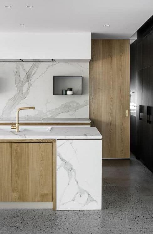 Plan de travail en marbre blanc pour cuisine