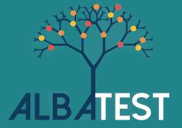 El logotipo de Albatest es un árbol con frutas.