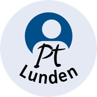 Ein Logo für pt lunden zeigt eine Person in einem blauen Kreis