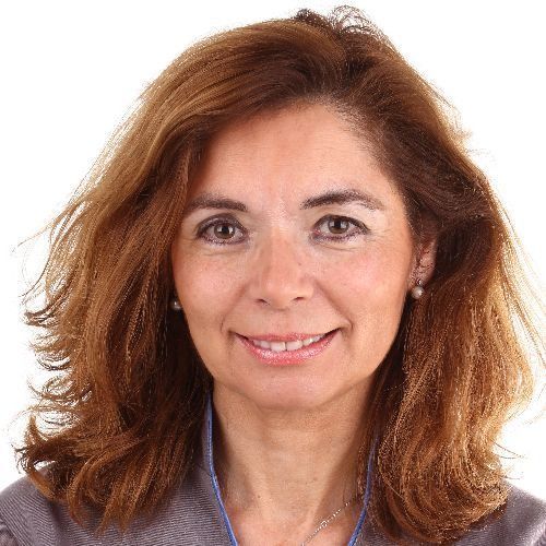 Una mujer con cabello largo y castaño sonríe para la cámara.