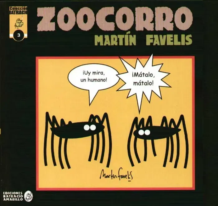 Portada del álbum “Zoocorro” de Martín Favelis, con dos arañas de 