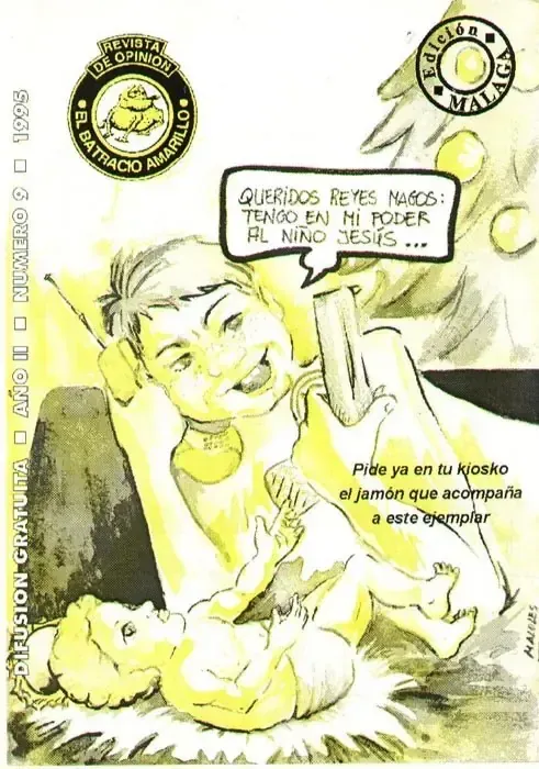 Niño de dibujos animados en tonos amarillos con un dedo levantado