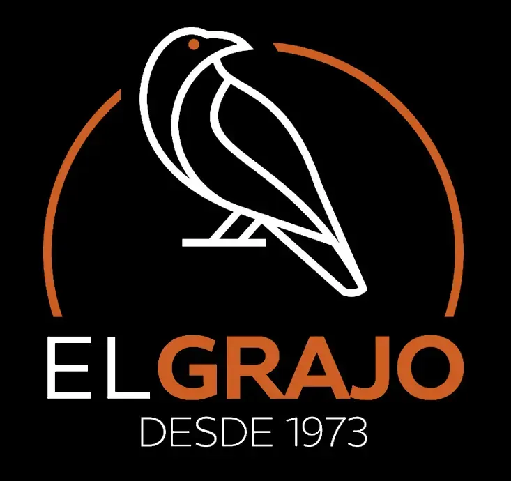 Logotipo de El Grano: silueta de pájaro blanco en círculo naranja, con el texto “EL GRANO” y “DESDE 1973” sobre fondo negro.