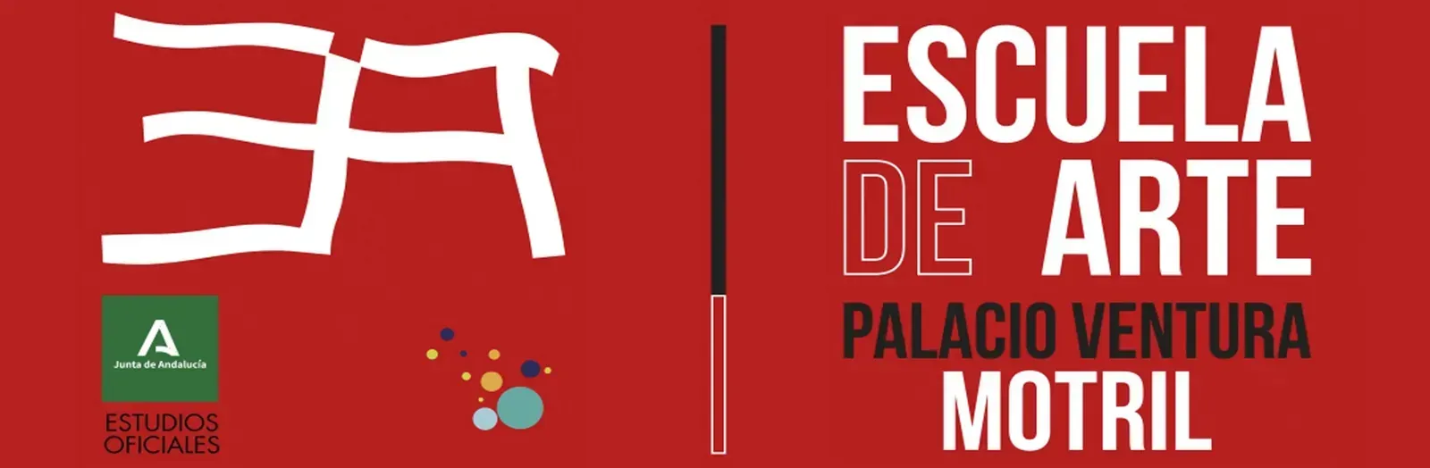 Red banner with white logo and text: “Escuela de Arte Palacio Ventura Motril.”