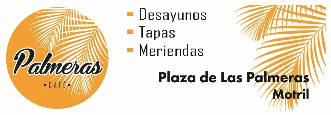 Logo de Palmera's, plaza de las Palmeras Motril, con lista de desayunos, tapas y meriendas