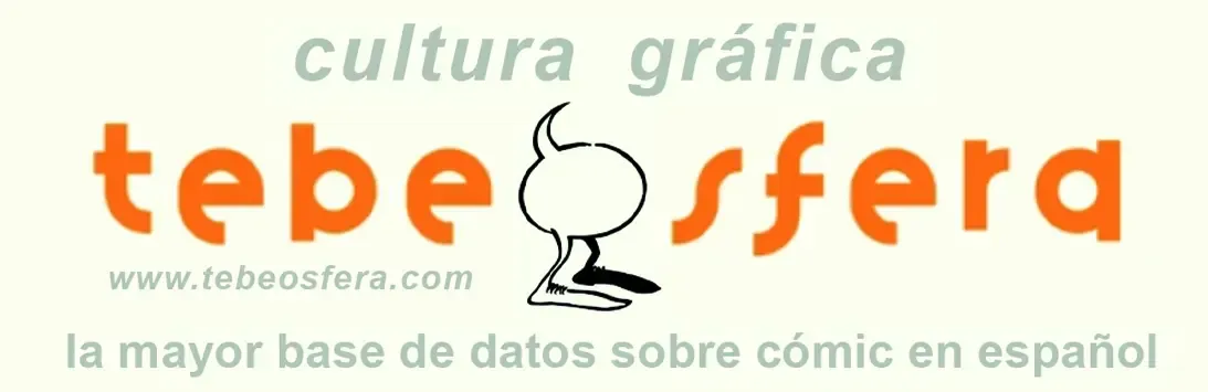 Logo de Tebeoesfera con texto “cultura gráfica” y “la mayor base de datos sobre cómic en español” en fondo beige.