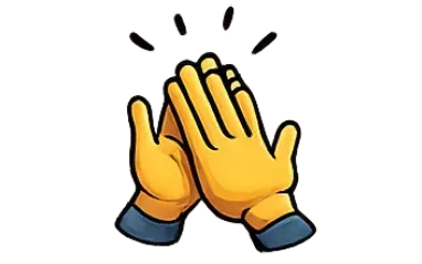 Dos emojis de manos amarillas aplaudiendo con líneas de movimiento encima.
