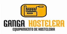 Logo de Ganga Hostelera con icono amarillo de carrito y texto negro y naranja de equipamiento de hosteler&iacute;a