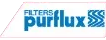 Um logotipo azul e branco para filtros purflux em um fundo branco.