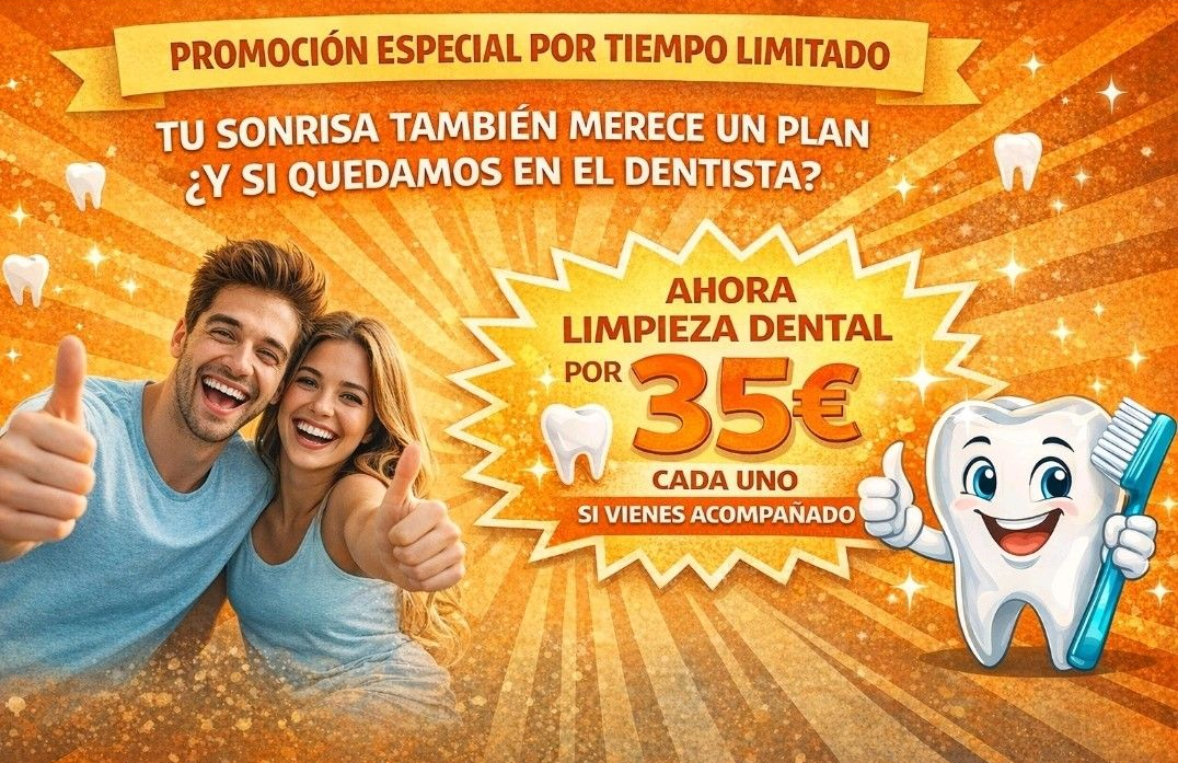 Una promoción dental que muestra a una pareja sonriente 