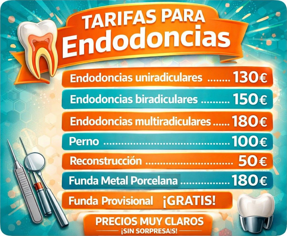 Lista de precios de tratamientos dentales de endodoncia en español, c