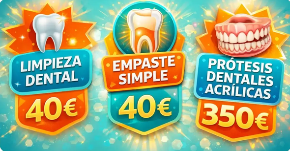 Lista de precios de servicios dentales: 40 € por limpieza dental, 4
