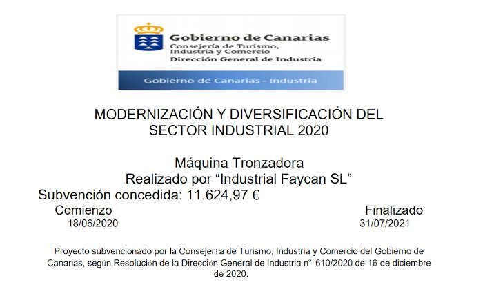 Un documento que dice modernización y diversificación del sector industrial 2020