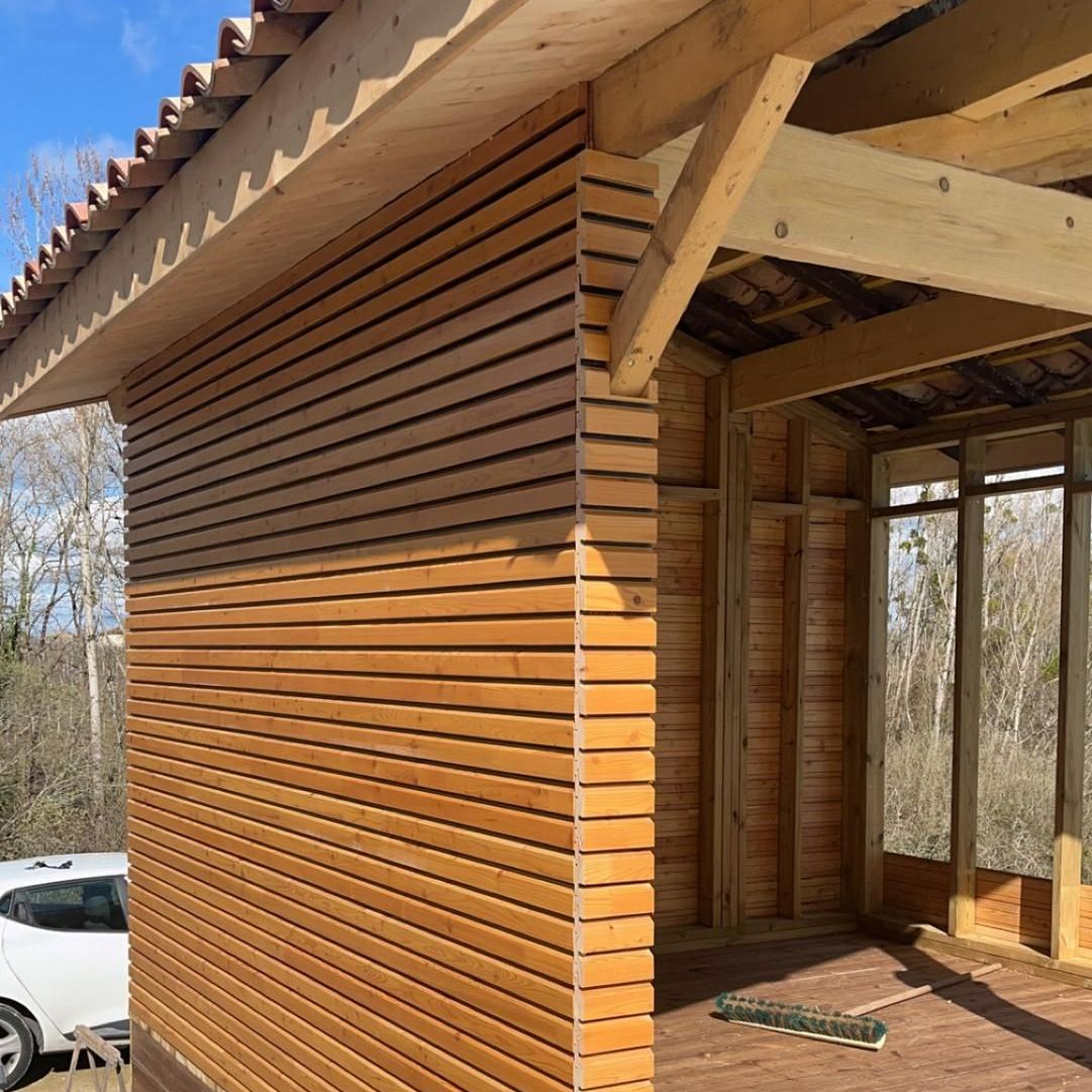 Construction en cours d'une maison à ossature en bois