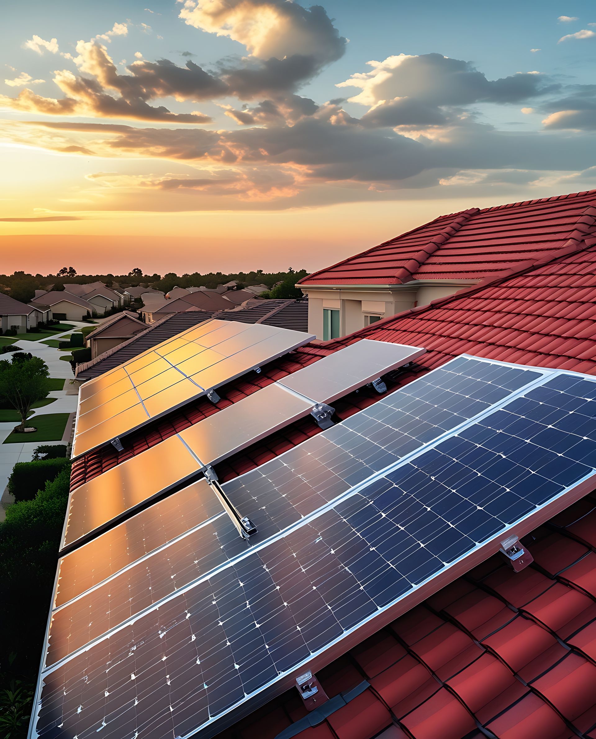 Gros plan sur des panneaux solaires installés sur un toit