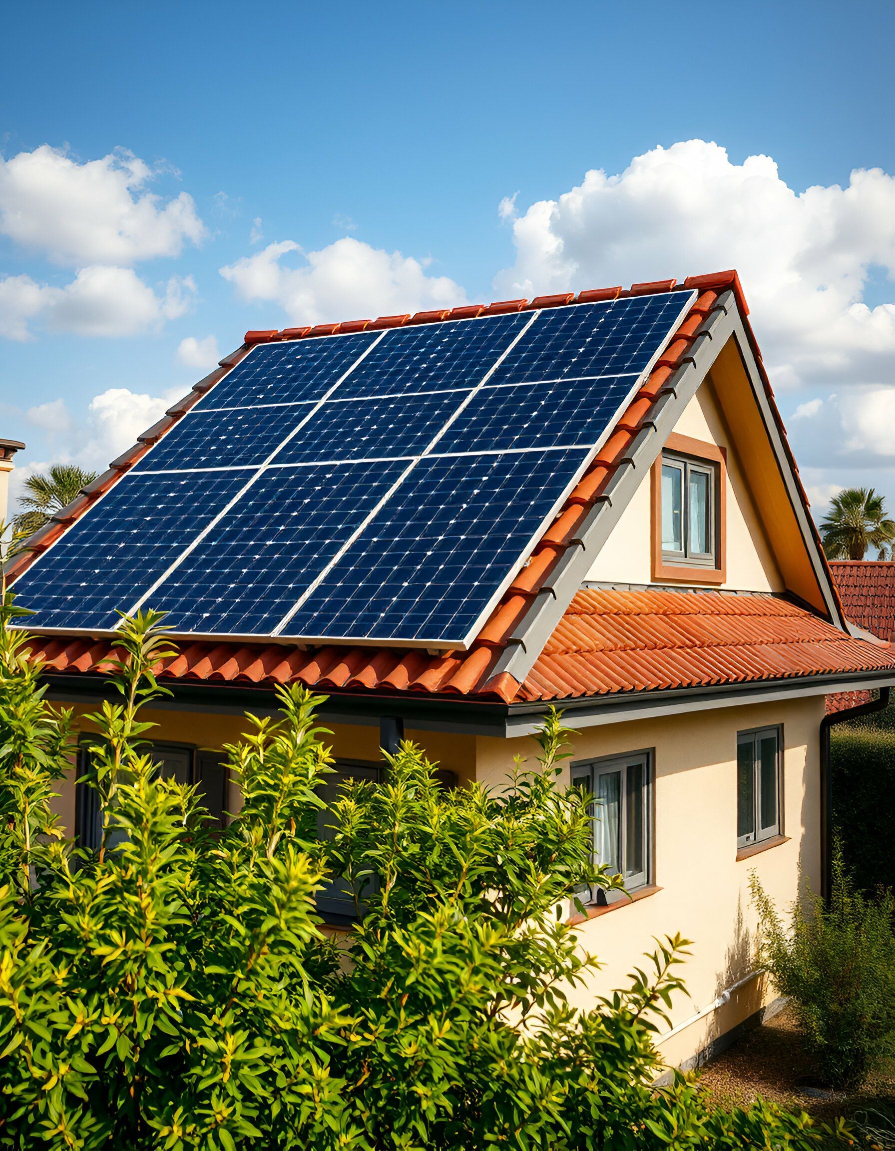 Panneaux solaires posés sur le toit d'une maison