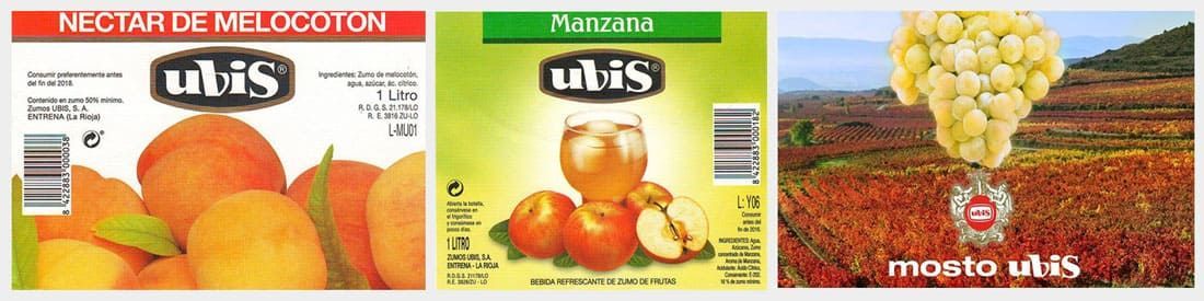 Un collage de tres tipos diferentes de etiquetas de jugo.