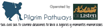 Banner de Pgrim Pathways con logotipo de pájaro azul y texto CR Listen sobre fondo blanco.
