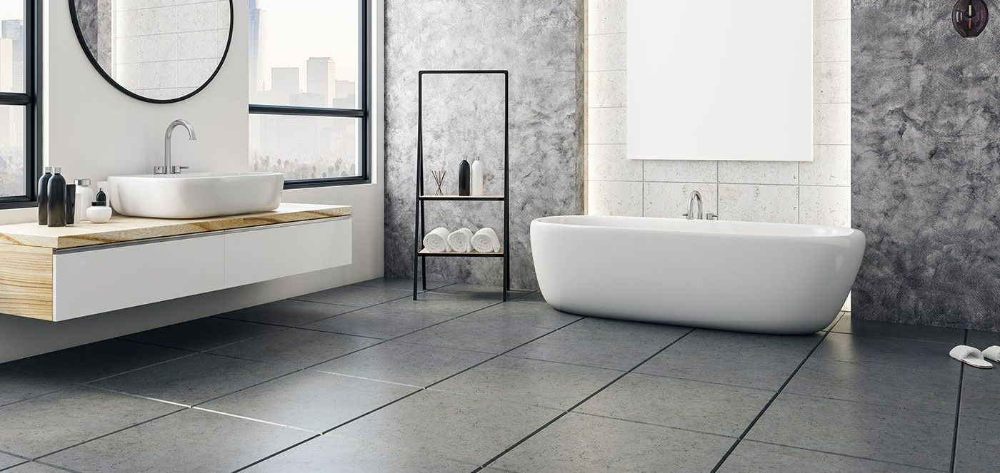 Salle de bains moderne avec une baignoire et une vasque