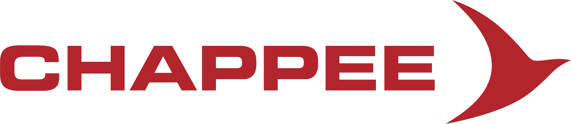Logo CHAPPEE rouge avec un swoosh rouge stylisé sur fond blanc