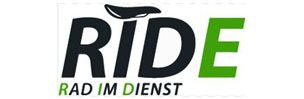 Ein schwarz-grünes Logo für Ride Rad im Dienst