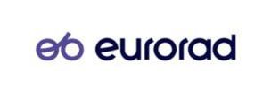 Ein lila-weißes Logo für Eurorad auf weißem Hintergrund