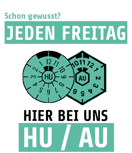 Ein grünes Schild: Jeden Freitag hier bei uns HU / AU