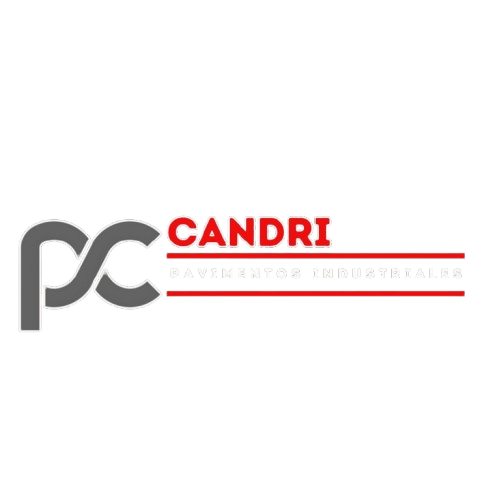 Logotipo "PC" gris y rojo con texto "CANDRI", dos líneas rojas horizontales y "DAVENTUR SHOPTESTAER" debajo.
