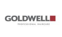 Goldwell Professional Haircare-Logo in grauer Schrift mit rotem Quadratakzent auf weissem Hintergrund