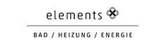 Ein schwarz-weißes Logo für Elemente Bad / Heizung / Energie