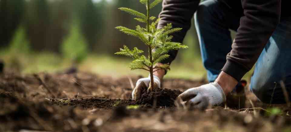 Baum wird gepflanzt