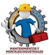 Logotipo de mantenimiento industrial: una figura con casco amarillo, una llave inglesa y una caja de herramientas roja.