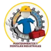 Logotipo para Servívargas SLU, empresa de mantenimiento industrial, que presenta una figura de mecánico sosteniendo herramientas delante de un engranaje.