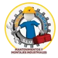 Logotipo para Servívargas SLU, empresa de mantenimiento industrial, que presenta una figura de mecánico sosteniendo herramientas delante de un engranaje.